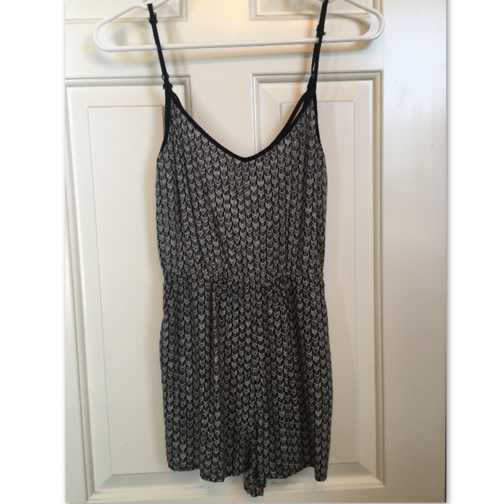 Divided | Black Geometric Romper